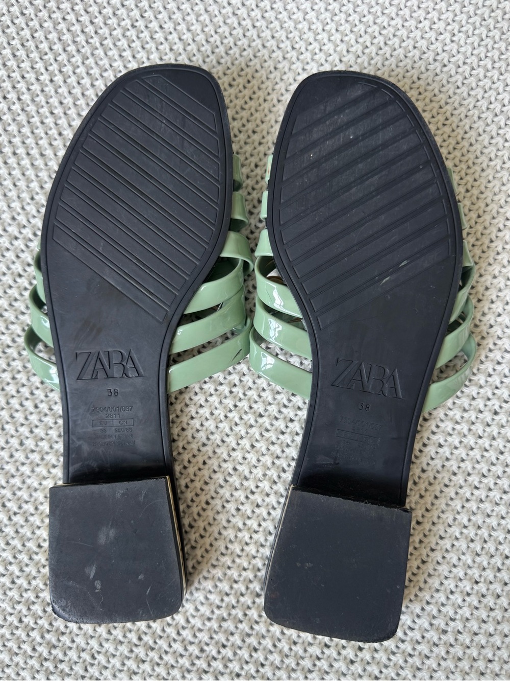 Zara Green Strappy Slide Sandals (US 7.5) - Picture 5 of 6